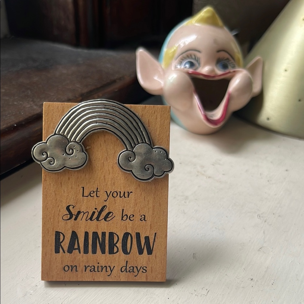Silver Rainbow and Cloud magnet plaque